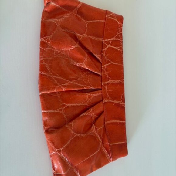Lauren Merkin Orange Leather Clutch - Picture 1 of 5